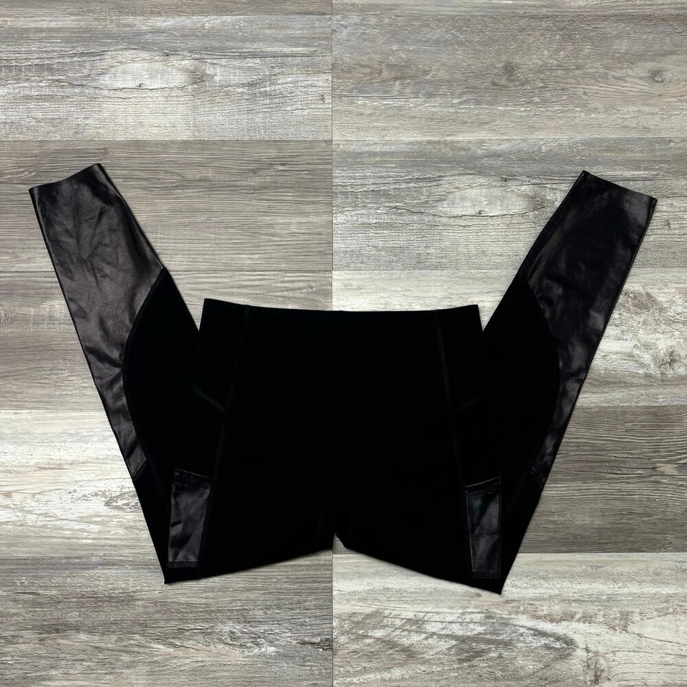 Spanx Everywear Gloss Black M Metallic Panel Pullover Yoga Gym Fitness Legging‎
